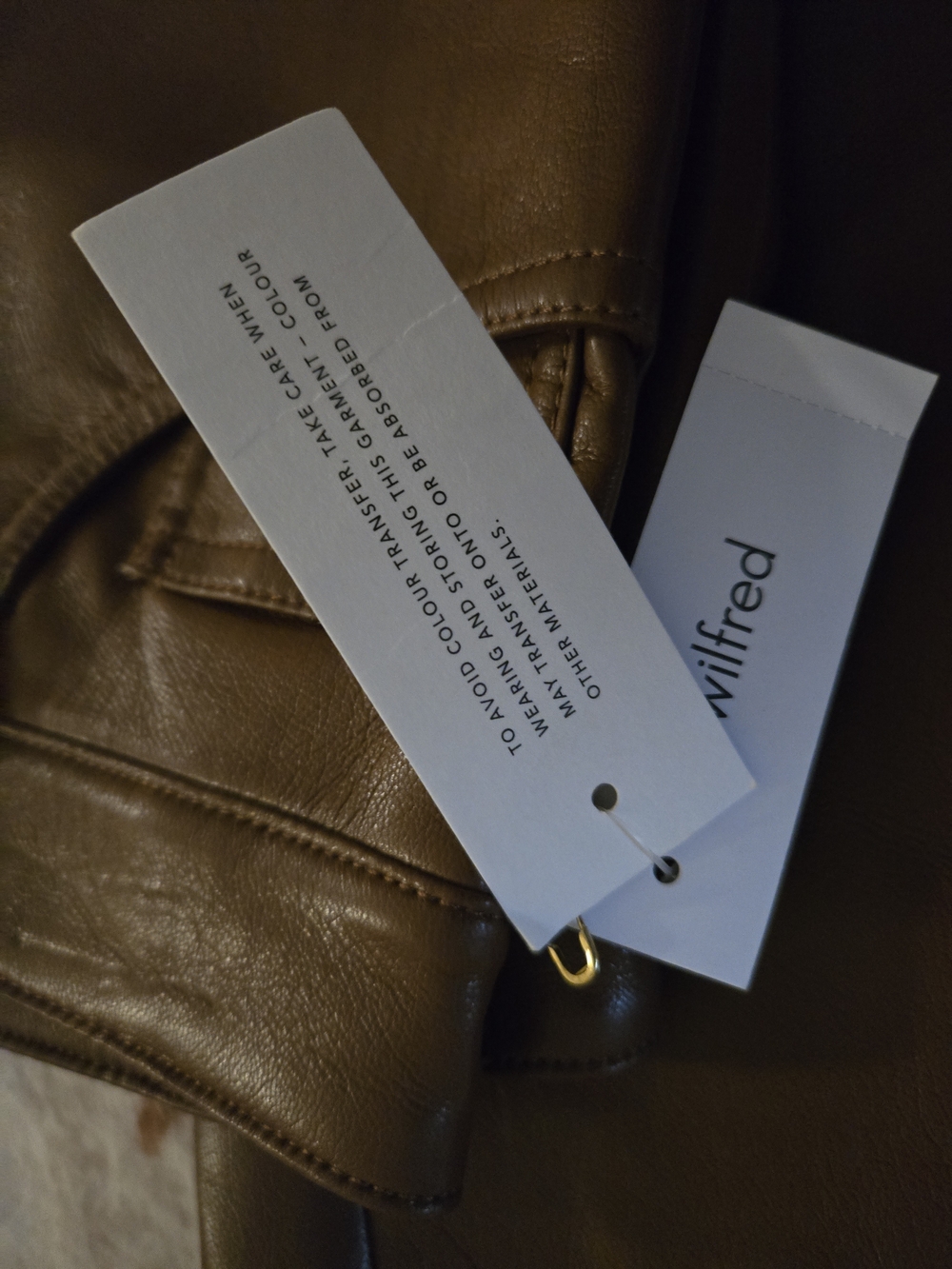 Wilfred by Aritzia The Melina Pant Vegan Leather Patina Brown Size 6 NWT - Picture 7 of 11
